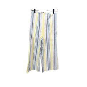 Made with Love Blue Blush "Boutique" Cropped Flare  Leg Pants Size S Yellow Blue
